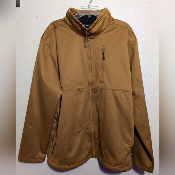 Swiss Tech Brown Performance Jacket with Water-Resistant Fabric and High Collar - Picture 1 of 9